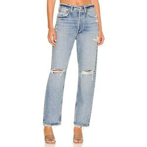 Agolde Mid Rise Loose Destroyed Jeans Womens Size 33 Organic Cotton No Stretch